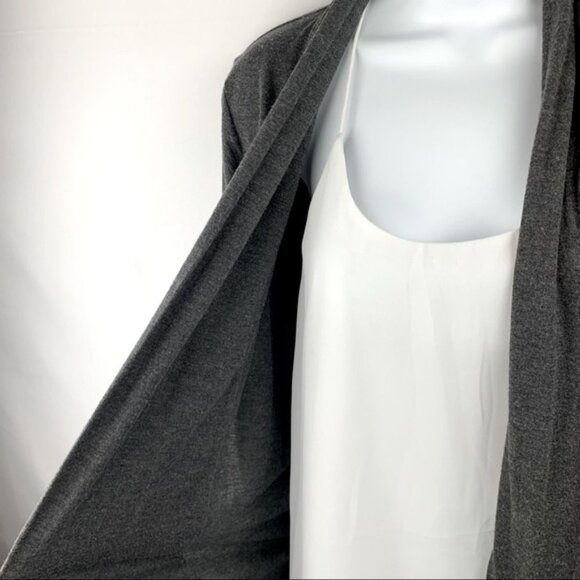 Ann Taylor Grey Open Front Drape Shawl Neck Sweater Cardigan - Picture 2 of 13